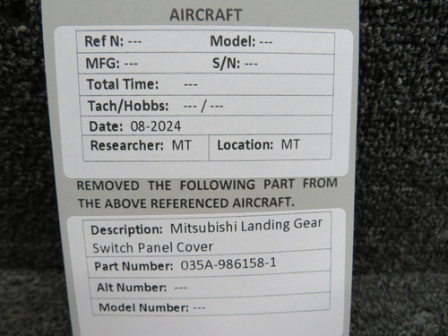 035A-986158-1 Mitsubishi Landing Gear Switch Panel Cover