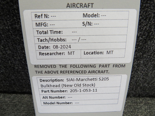 205-1-053-11 SIAI-Marchetti S205 Bulkhead (New Old Stock)