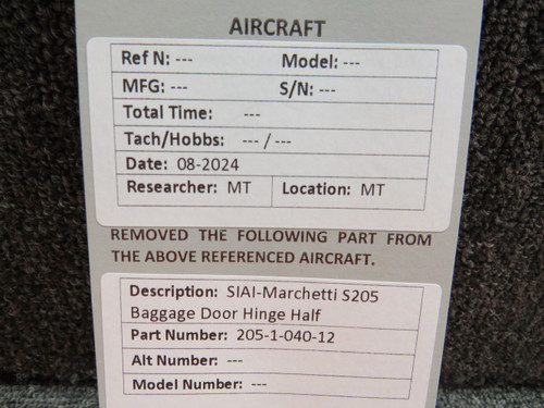 205-1-040-12 SIAI-Marchetti S205 Baggage Door Hinge Half