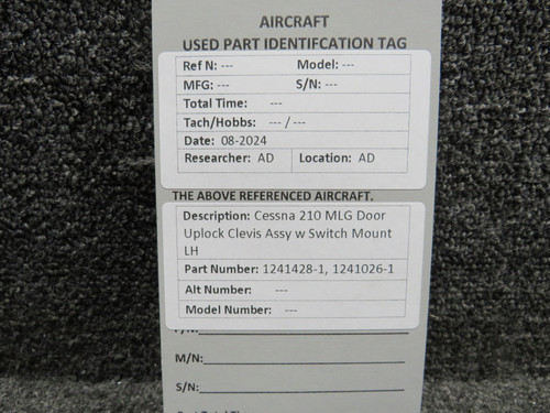 1241428-1, 1241026-1 Cessna 210 MLG Door Uplock Clevis Assy w Switch Mount LH