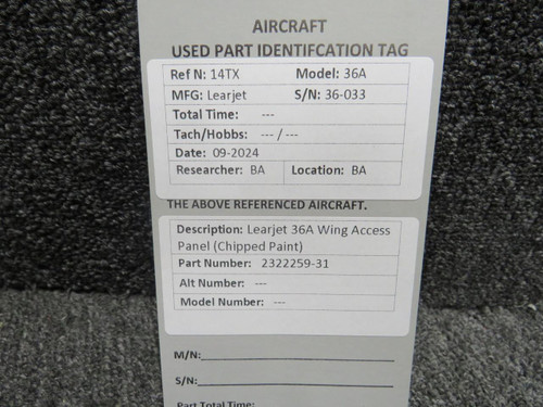Learjet 2322259-31 Learjet 36A Wing Access Panel (Chipped Paint) 
