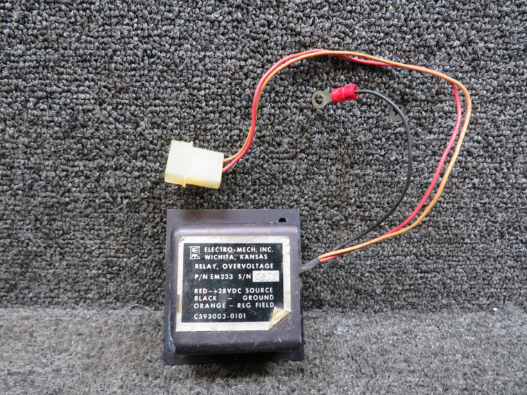 EM233 (Alt: C593003-0101) Electro-Mech Overvoltage Relay (Black) (Volts: 28)