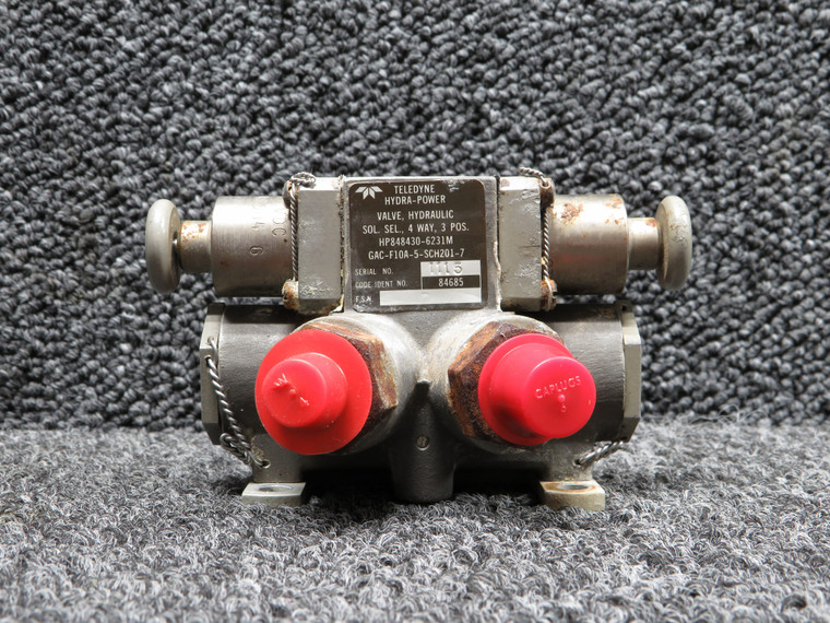 HP848430-6231M Teledyne Hydra-Power Hydraulic 4 Way-3 Position Valve (Rust)