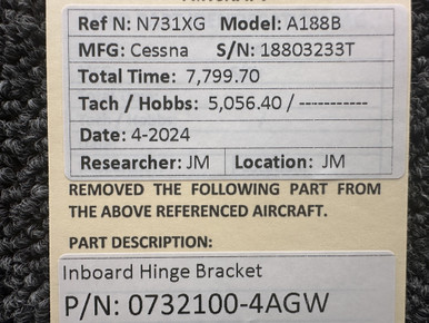 0732100-4 (Alt: 0732100-4AGW) Cessna Bracket Hinge Middle