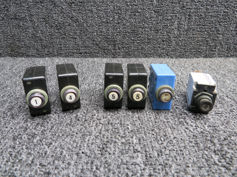 W58-XC4C12A-1, W58-XC4C12A-4 Push Breakers Set of 6 (Amps: 1, 4, 5, 50)