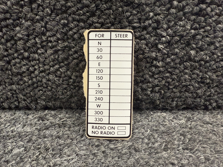 0713819-1 Compass Card Correction Placard (New Old Stock)