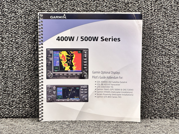 190-00356-30 Garmin 400W, 500W Series Pilots Guide Addendum Booklet (Rev J)