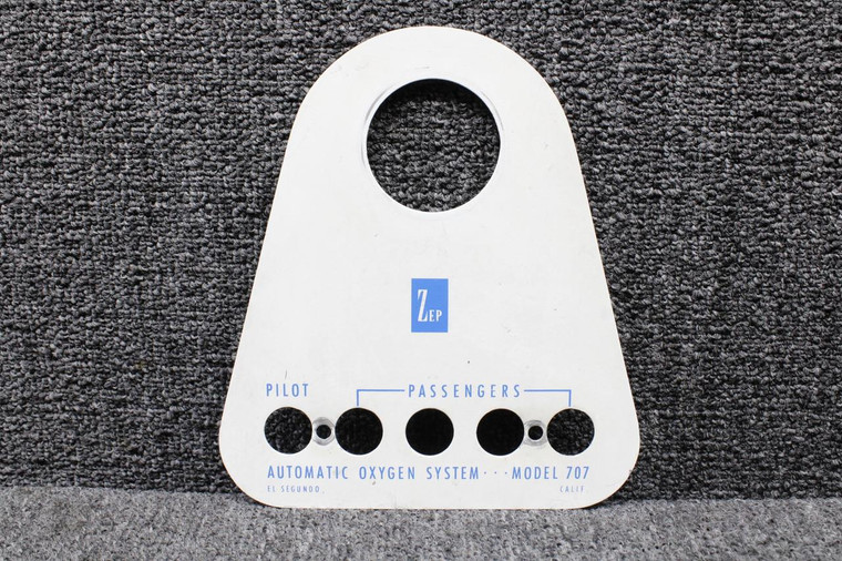 Piper PA23-250 Zep Oxygen Gauge Placard