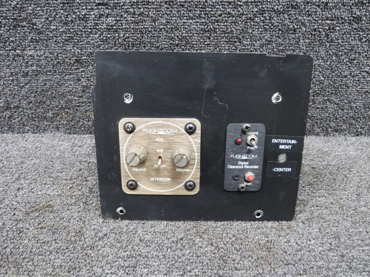 403 Flightcom Panel Intercom with Large Mount and Digital Clearance Recorder