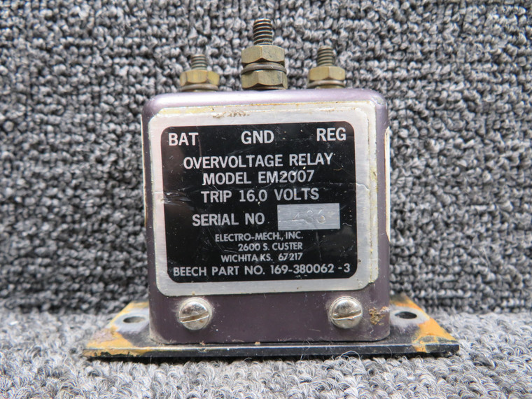 169-380062-3 Electro-Mech EM2007 Overvoltage Relay Regulator Relay (Volts: 16)