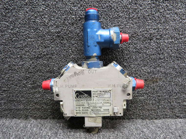 208200-5003M (Alt: 9912051-1F) Bertea Check Valve and Flow Detector Assembly