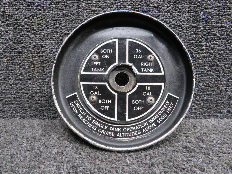 0511198 Cessna 172D Fuel Selector Cup with Plate, Placard, Bracket (Peeling)
