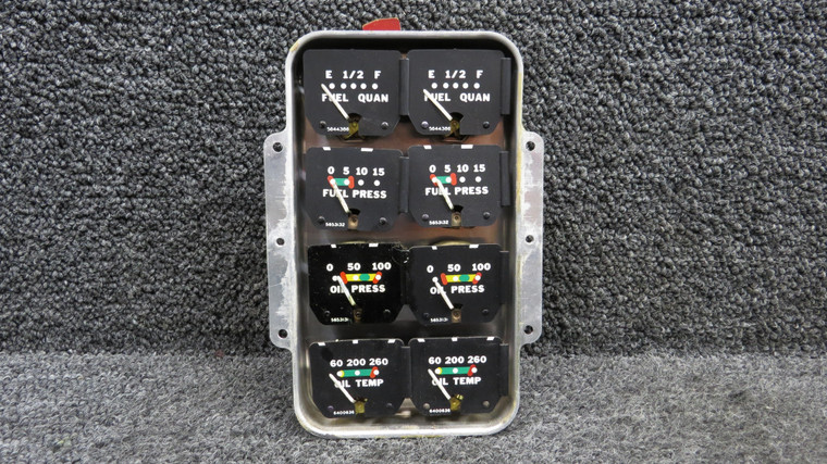 19551-000 Piper PA23-250 Instrument Gauge Cluster Assembly (Minus Cover)