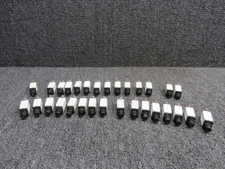 7277-2-1, 7277-2-2, 7277-2-3 Klixon Push Circuit Breaker Set of 30 (Amps: 1-15)