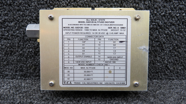SSD120-30A Trans-Cal All Solid-State Altitude Digitizer (Volts: 14 or 28)