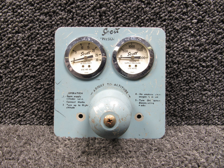 Scott President Oxygen Pressure Dial with Indicator (Missing Lens, Blue)