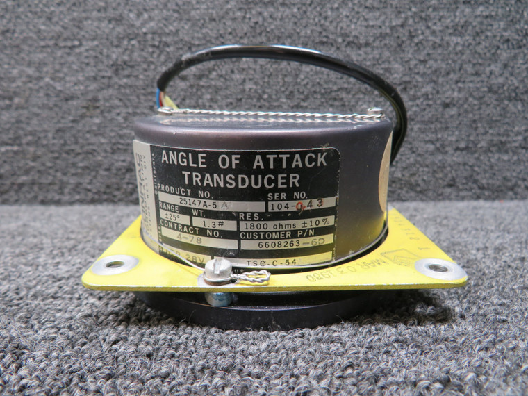 25147A-5A (Alt: 6608263-6D) Conrac Angle of Attack Transducer 28V w Green Tag (Core)