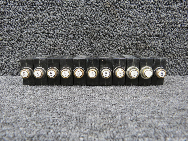 S-1360-5L Wood Electric Push Circuit Breaker Set of 11 (Amps: 5)