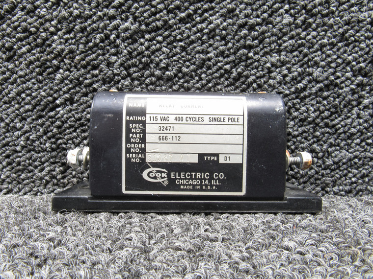 666-112 Cook Electric Co Relay Current (Volts: 115, Cycles: 400)