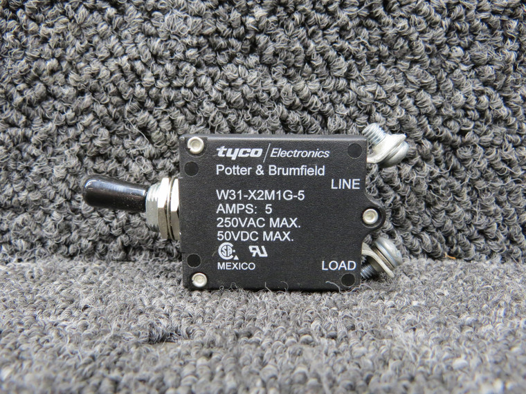 W31-X2M1G-5 Potter &amp; Brumfield Toggle Circuit Breaker Switch (Amps: 5)