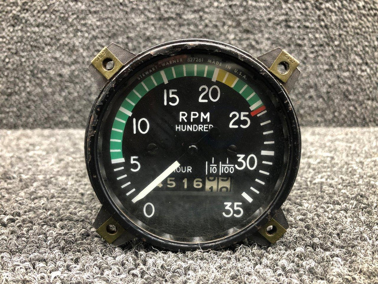 37629-000 Stewart Warner Mechanical Tachometer Indicator (Hours: 4516.10)