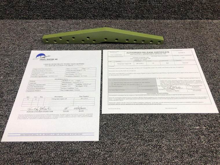 0811276-3 Cessna 310G Upper Fitting Spar AFT LH and FWD RH with 8130, PAI-PT-1