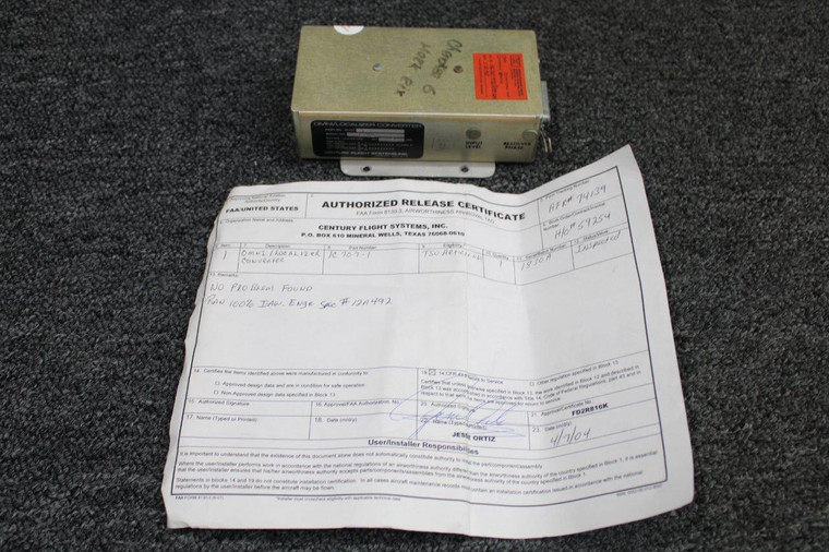 1C707-1 Century Flight Omni / Localizer Converter W/ 8130-3 (Volts: 14/28) (SA)