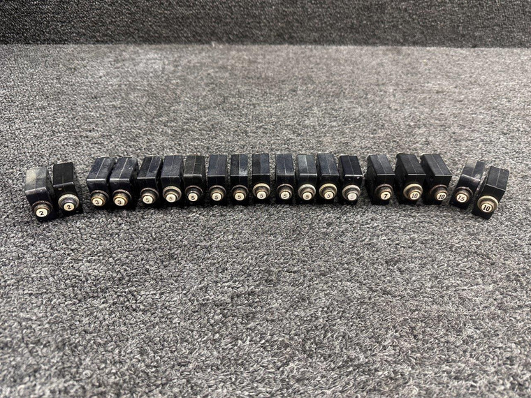 W58X Potter and Brumfield Circuit Breaker Set of 19 (Amps: Various)