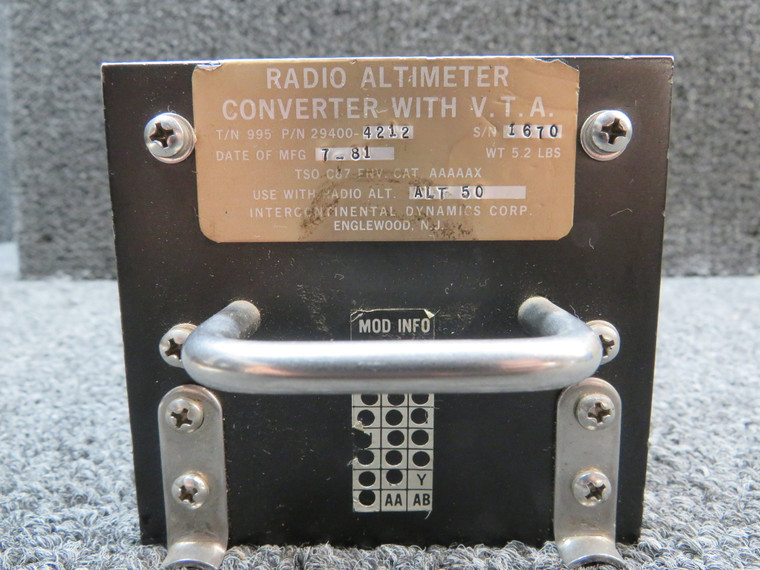 29400-4212 Intercontinental Dynamics Radio Altimeter Converter with Mods