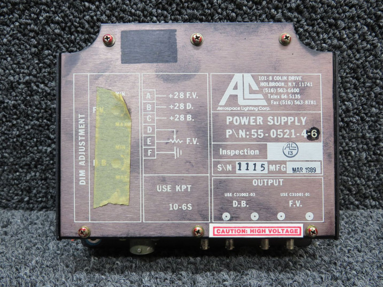 55-0521-4-6 Aerospace Lighting Corp Power Supply (Volts: 28)
