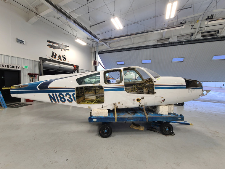 Beechcraft E-55 Fuselage w Bill of Sale, Data Tag, Airworthiness, and Logs