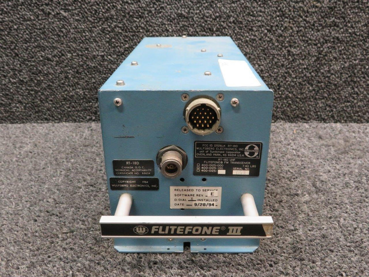 400-0125-100 Wulfsberg-Sunstrand RT-18D Flitefone III UHF FM Transceiver