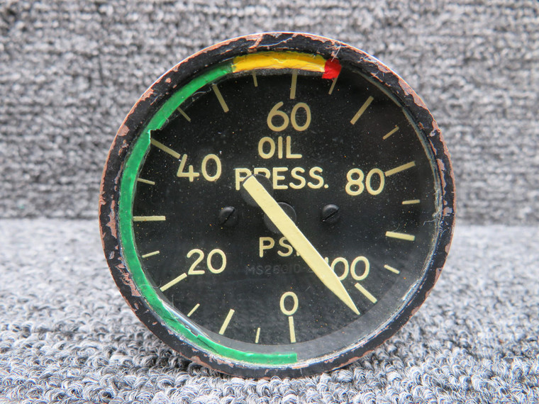 SR-4A US Gauge NP-105-C-6 Oil Pressure Indicator (0-100 PSI) (Cracked Glass)