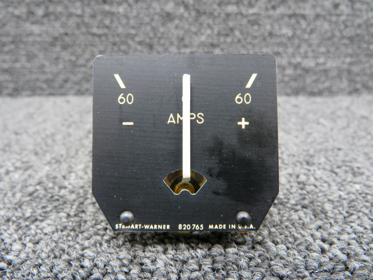 820765 Stewart-Warner Ammeter Indicator (Faded, Yellowed Face) (-60 to 60 Amps)