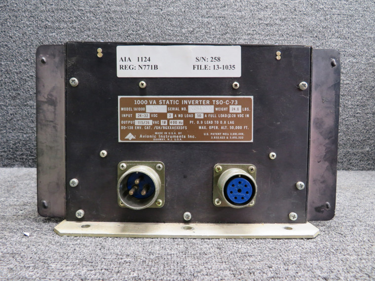 1A1000-1D Avionic Instruments Inc 1000 VA Static Inverter