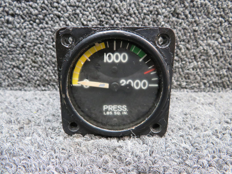 S218-1 Learjet 25 Hydraulic Pressure Gauge Indicator (Glass Cloudy, Worn)