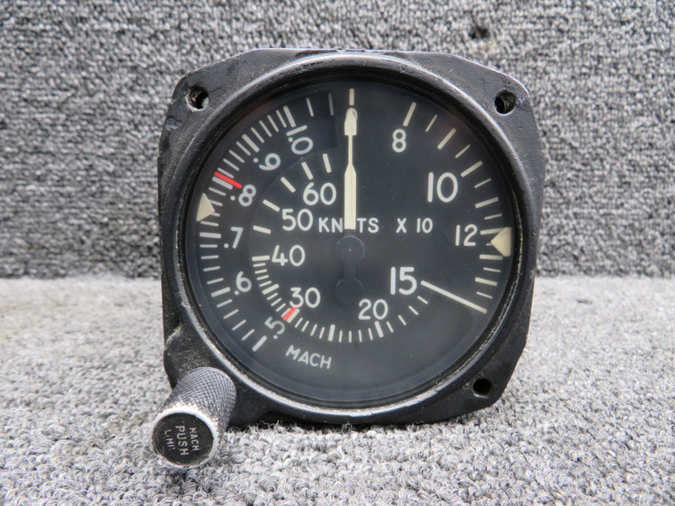 S225-4 Gates Learjet Mach Airspeed Indicator (Cloudy Screen)