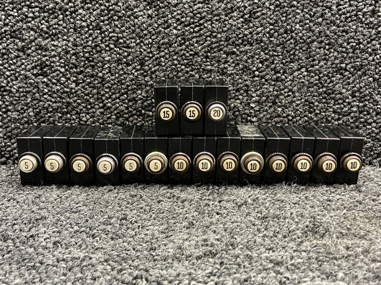 S-1360 Wood Electric Push to Reset Circuit Breaker Set (Amps: 5, 10, 15, 20)