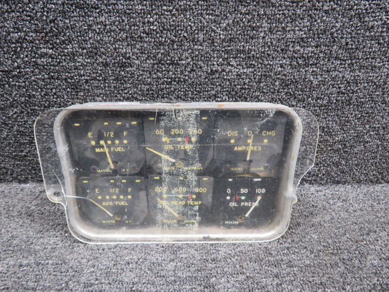 35-324260-5 Beech J35 Rochester Instrument Cluster Assembly (Broken Glass)
