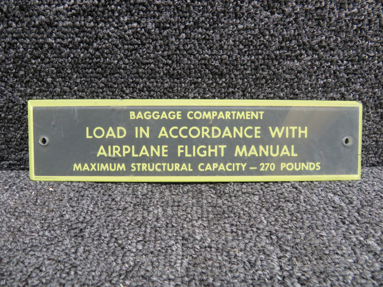 Beechcraft G35 Baggage Compartment Placard (No Data Plate)