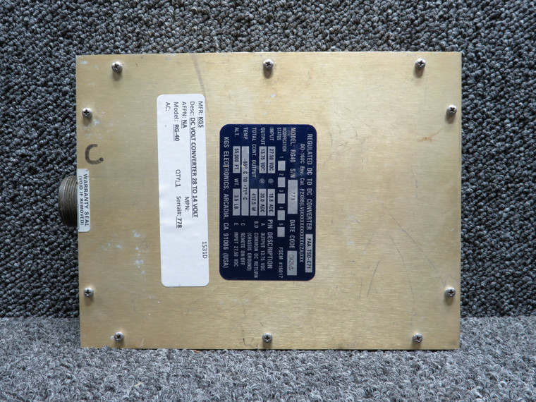RG40 KGS Electric Regulated DC to DC Converter (28V to 14V)
