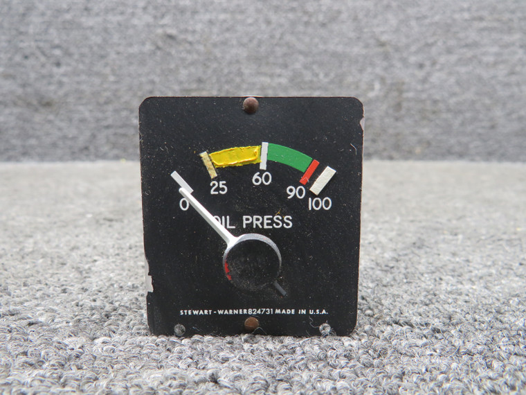 824731 Stewart-Warner Oil Pressure Gauge (Worn Face)