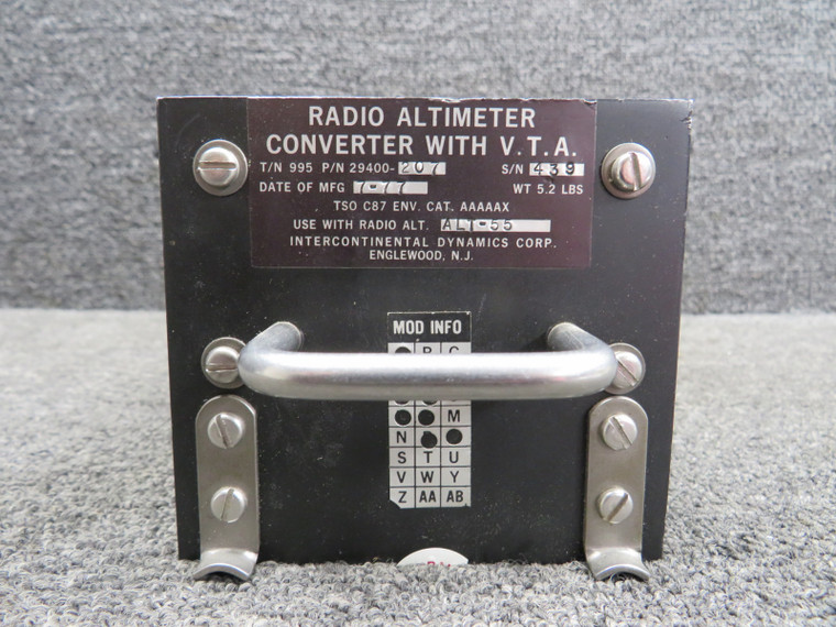 29400-207 Intercontinental Dynamics Radio Altimeter Converter w VTA and Mods