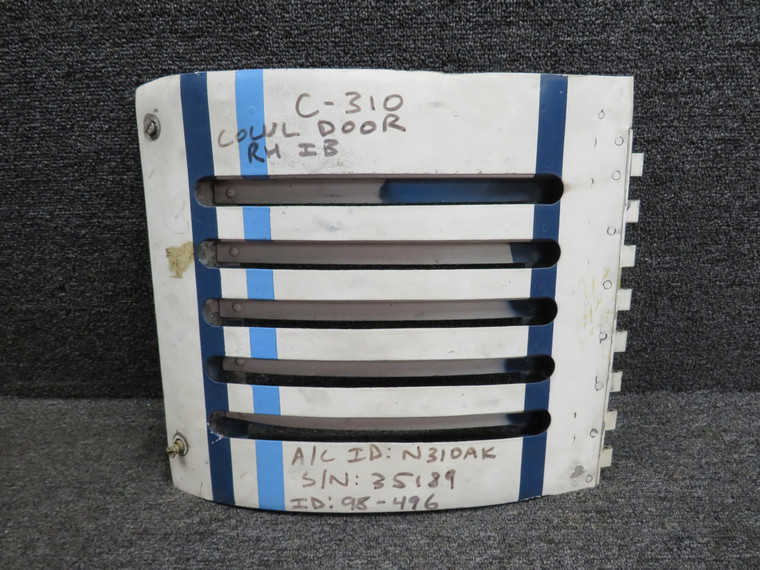 0895000-9 Cessna 310 Louvered Engine Cowl Door AFT Assembly LH (White &amp; Blue)