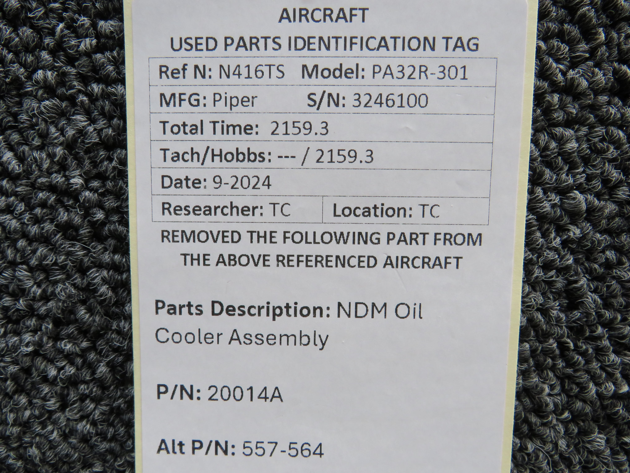 20014A (Alt PN: 557-564) NDM Oil Cooler Assembly