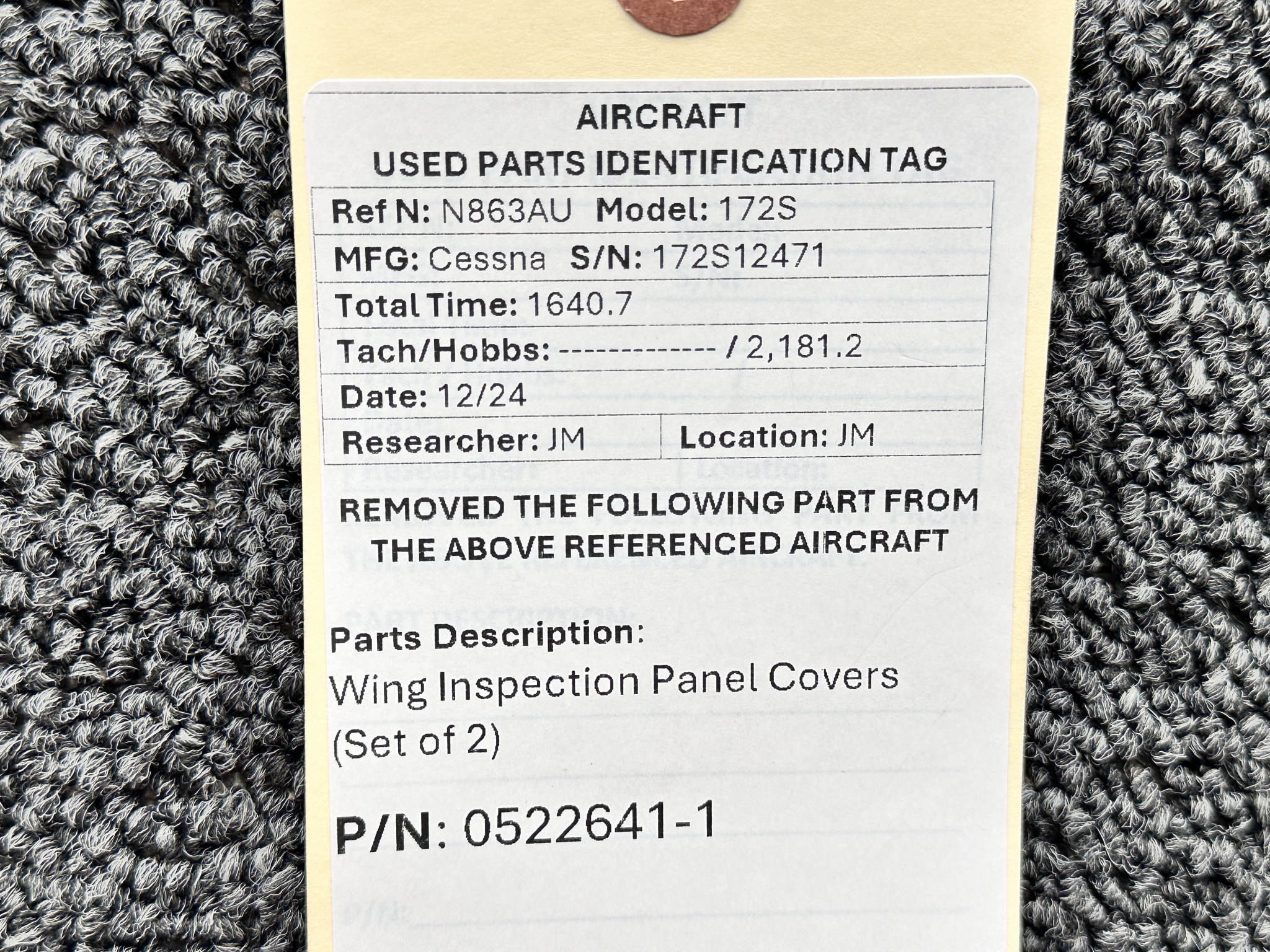 0522641-1 Cessna 172S Wing Inspection Panel Cover Set of 2