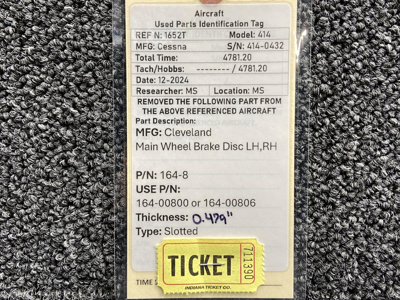 164-8 (Use: 164-00806) Cleveland LH or RH Main Wheel Brake Disc