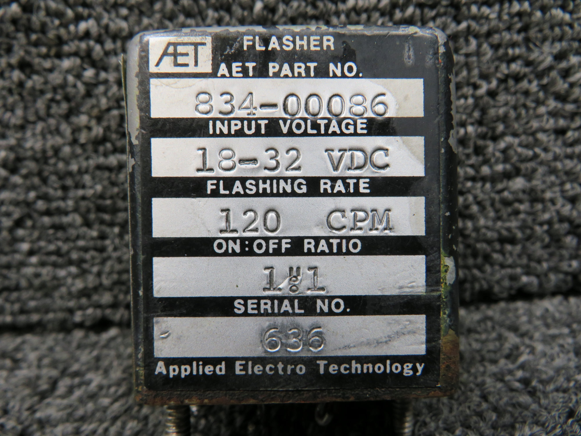 232-20357-505 (Alt: 834-00086) AET Flasher w Green Repairable Tag
