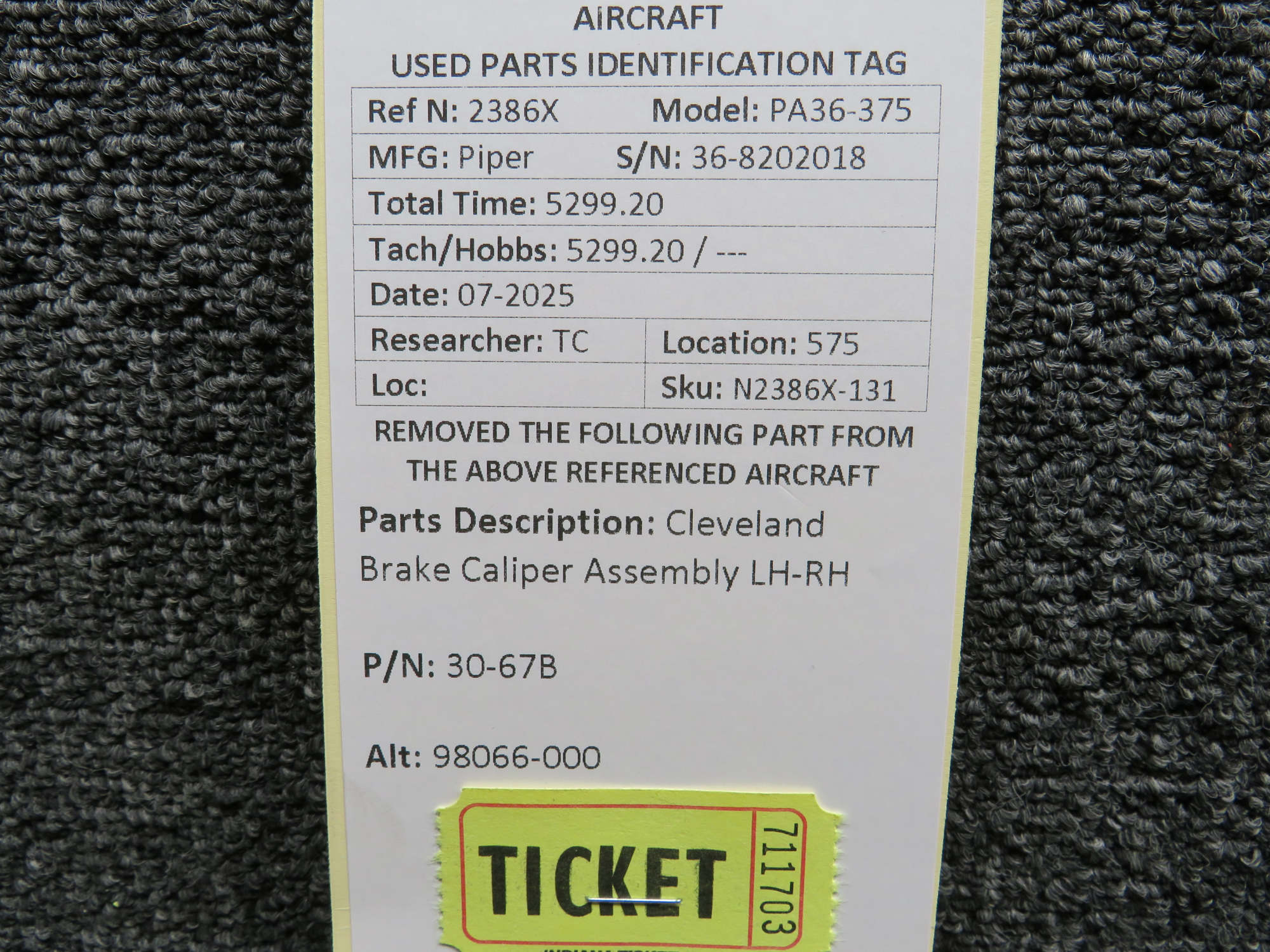 30-67B (Alt: 98066-000) Cleveland Left Hand or Right Hand Brake