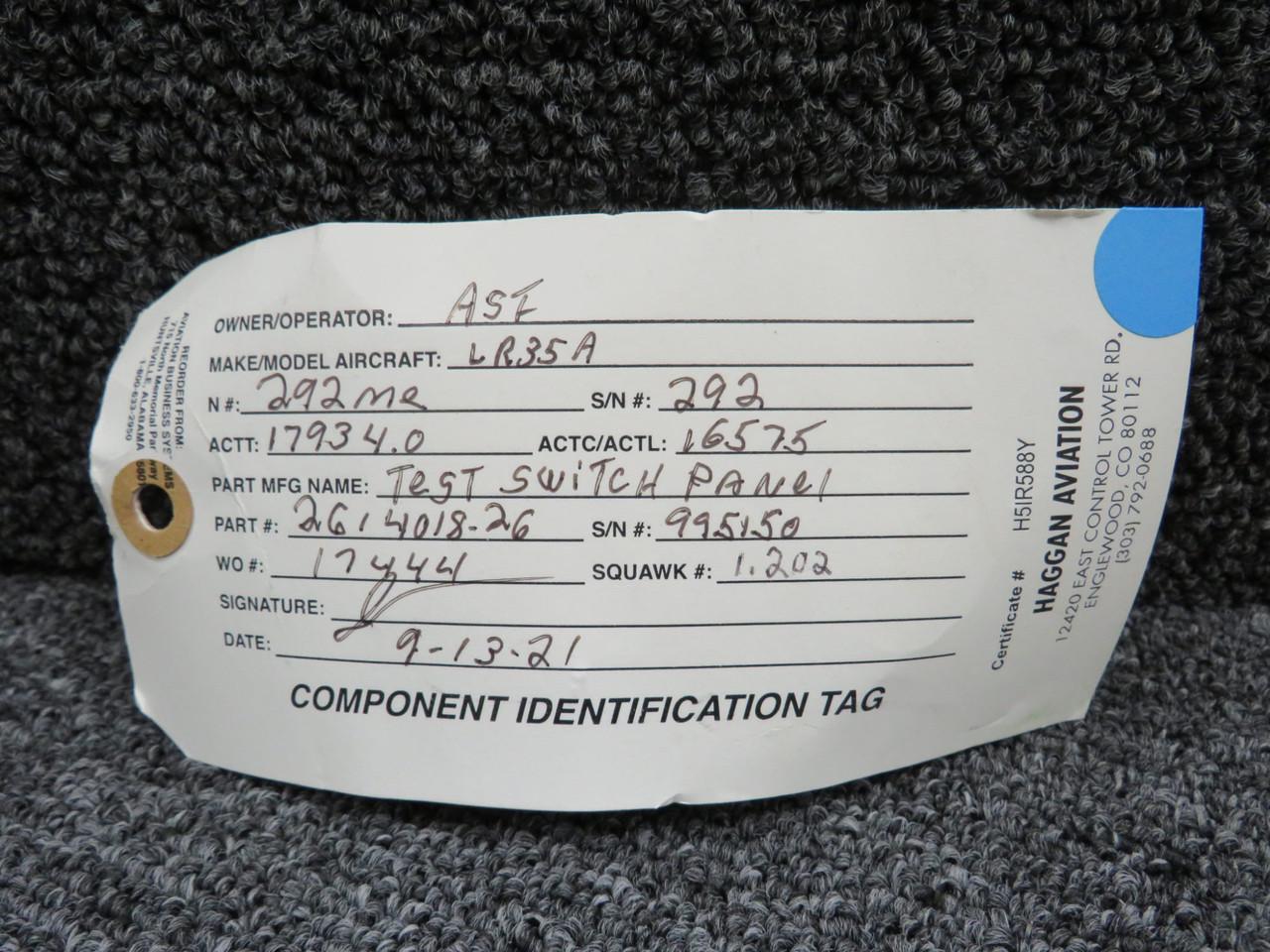 2614018-26 Test Switch Panel Assembly For Sale